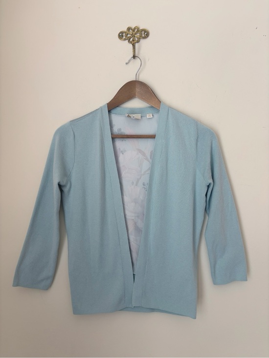 Ted Baker Sweaters - Ted Baker Blue Floral Print Silk Blend Cardigan Sweater Sz 0 XS